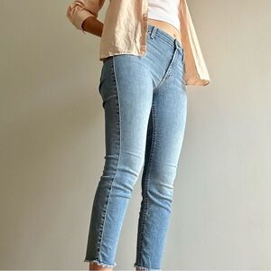 FOR ALL 7 MANKIND KIMMIE CROP SKINNY BLUE  JEANS - 27